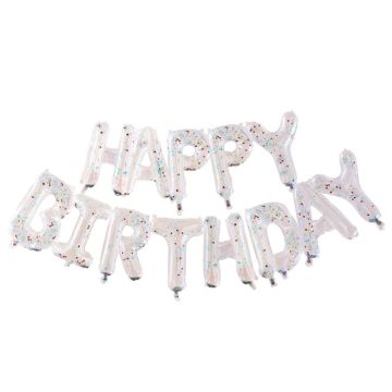 Transparenta Happy Birthday Konfetti ballonger