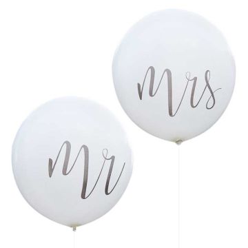 Stor Mr & Mrs-ballong 2x - 90 cm