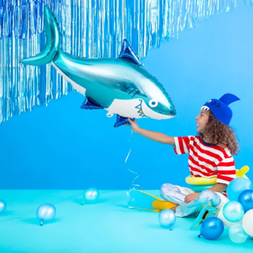 Blå haj folieballong, 102x62 cm