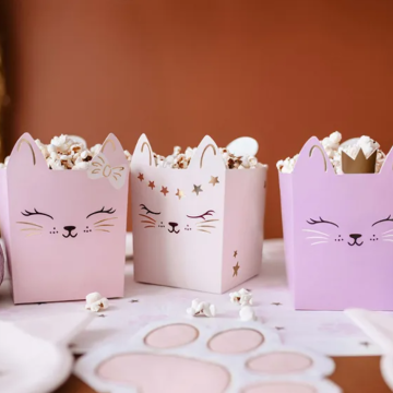 Popcornbägare med kattmotiv 3x - 10x14 cm