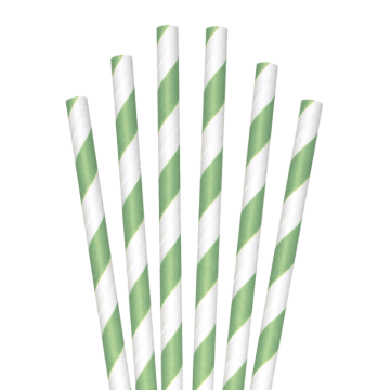 Papperssugrör grön-vit randiga 20x
