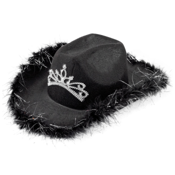 Svart cowboyhatt med tiara