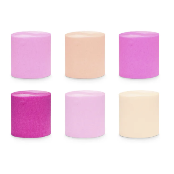 Crepe streamers rosa mix 6x - 10 meter