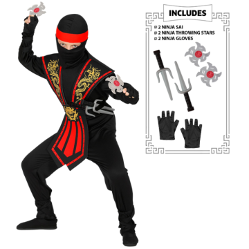 Röd ninja-kostym för barn