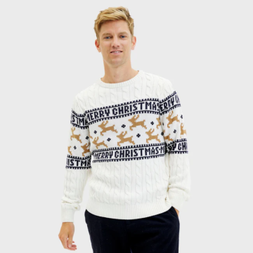 Jultröja Merry Christmas vit 100% ekologisk bomull