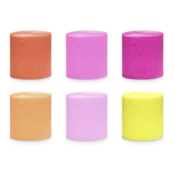 Crepe streamers sommar mix 6x - 10 meter