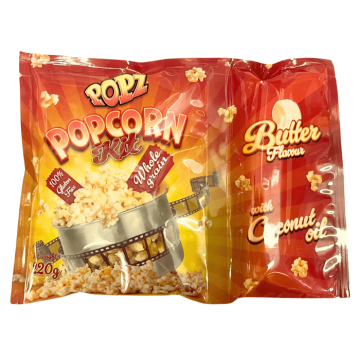Popcorn 75x popcornportioner med majs, salt och kokosolja