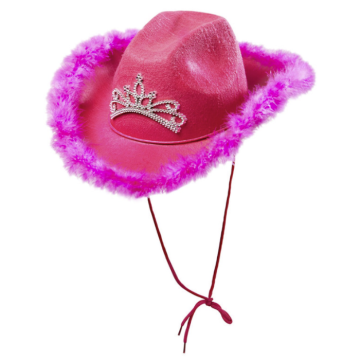 Rosa och lila cowboyhatt med tiara