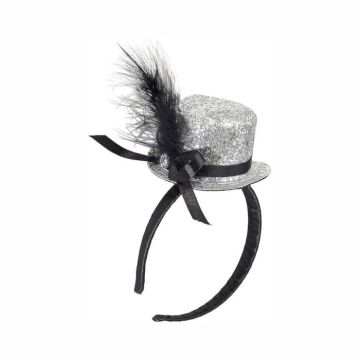 Mini Glitter Hög Hatt-Silver