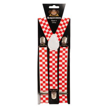 Rutiga hängslen röd och vit one-size unisex