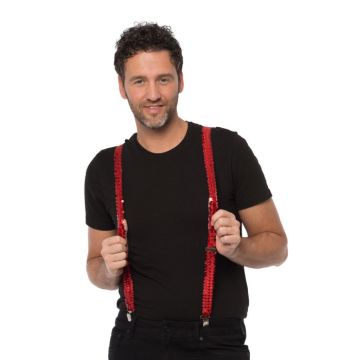 Hängslen med paljetter röd one-size unisex