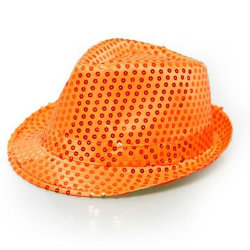 Orange hatt med glitter