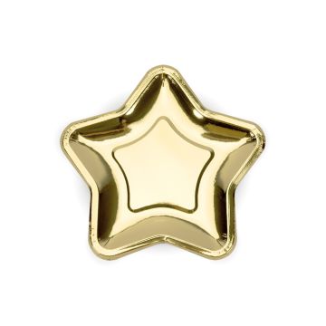 Guld Stjärna Papperstallrik 6x - 23 cm