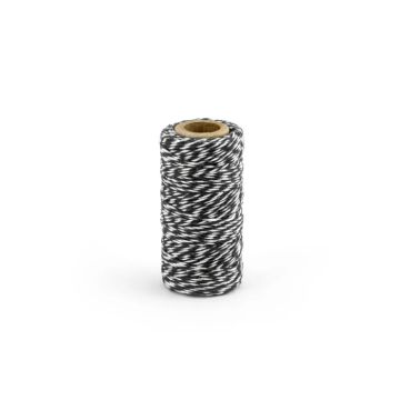 Stribet bomuldssnor sort 50 m