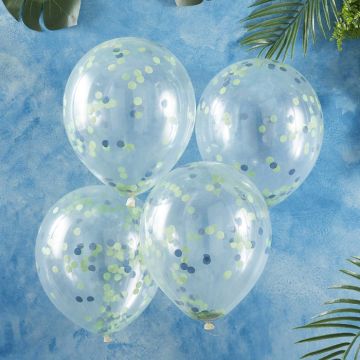 Blå & Grön Konfetti Ballong 5x - 30 cm