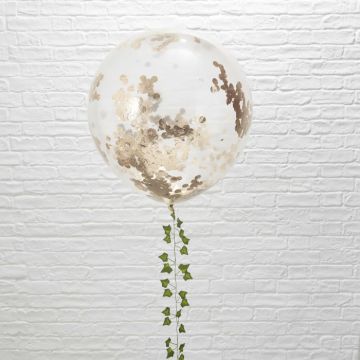 Stora Ballonger med Rose Gold Konfetti 3x - 90 cm
