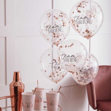 Team Bride Ballonger med Konfetti 5x - 30 cm