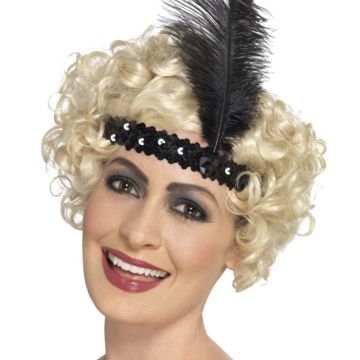 Sort hårbånd med fjer