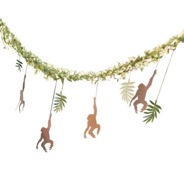 Djungelgirlang med hängande apor och löv - 4 meter