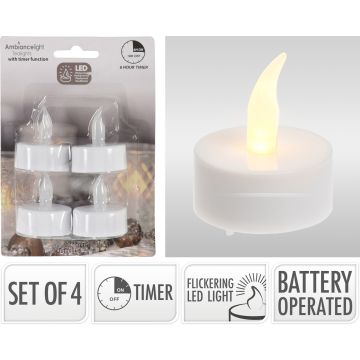 LED-värmeljus 4 stk. med timer och flackande ljus