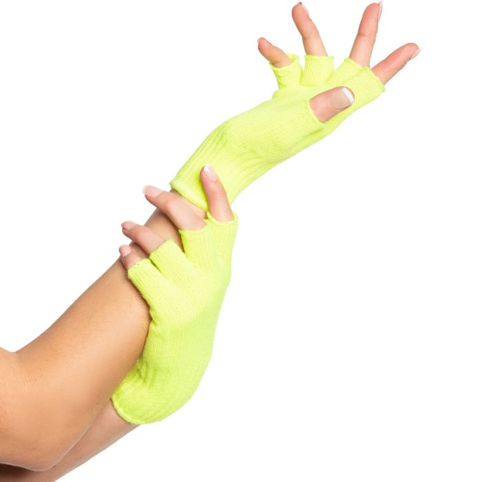 Fingertlösa handskar one-size för kvinnor neon gul