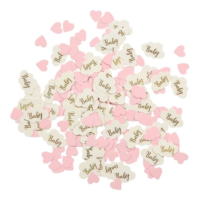 Konfetti baby flicka rosa hjärtan 20 g