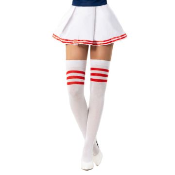 Cheerleader knästrumpor one-size vit och röd