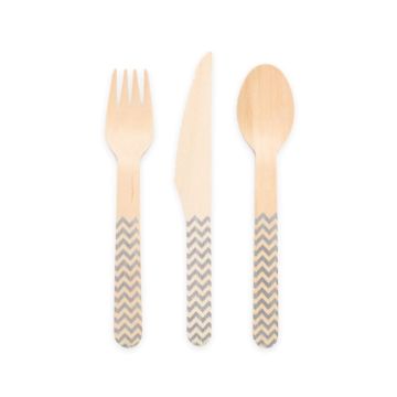 Träbestick silvermönstrade 18 delar - 16 cm