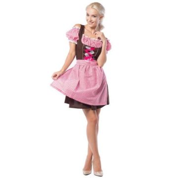 Oktoberfestklänning Anne-Ruth rosa och brun