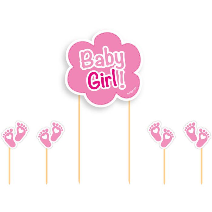 "Baby Girl" Tårtdekoration Rosa 5x