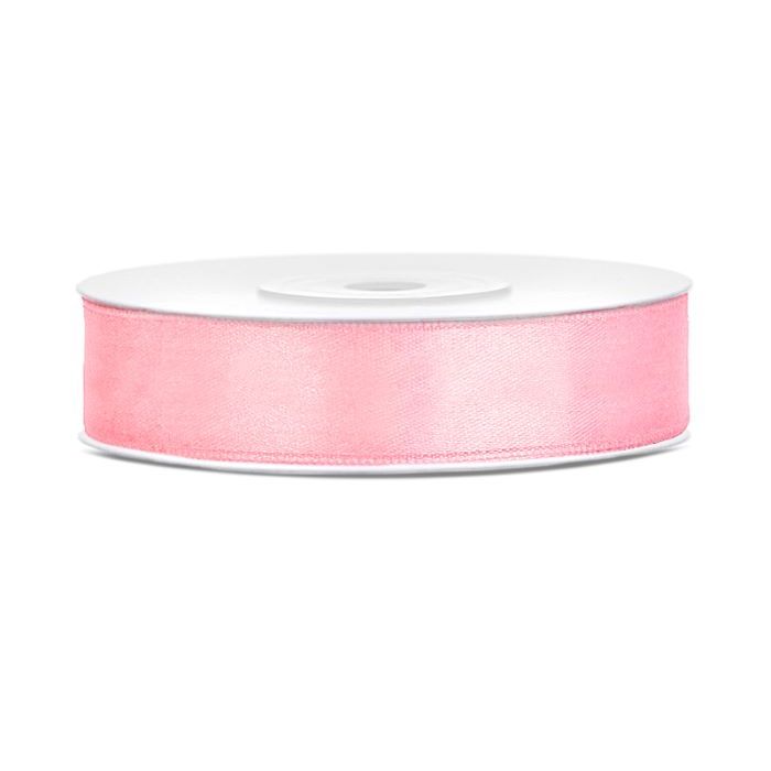 Ljusrosa satinband - 12 mm x 25 m