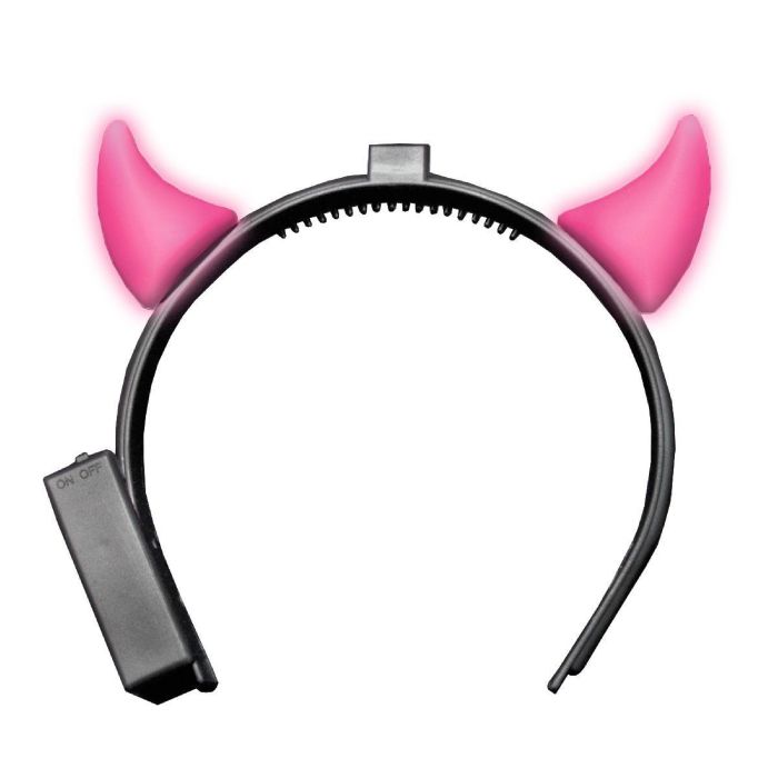 Djävulshorn med ljus inkl batterier rosa