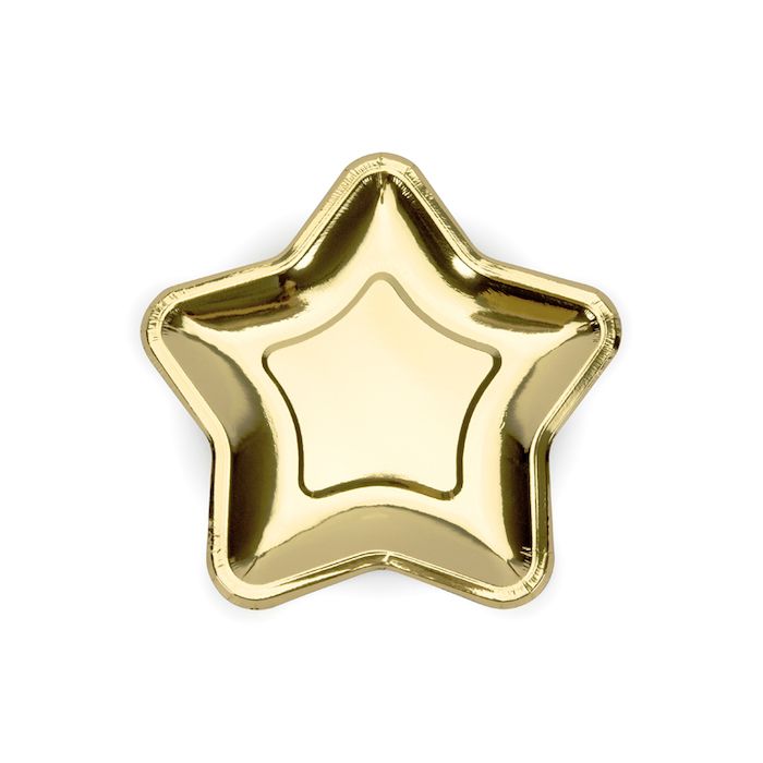 Guld Stjärna Pappersfat 6x - 23 cm