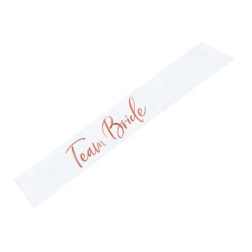 Vitt Team Bride Sash med Roséguld Skrift - 75 cm
