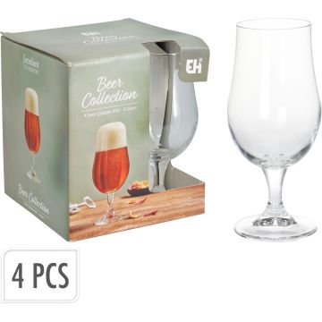Ölglas med fot i klart glas, 4 st., 37 cl
