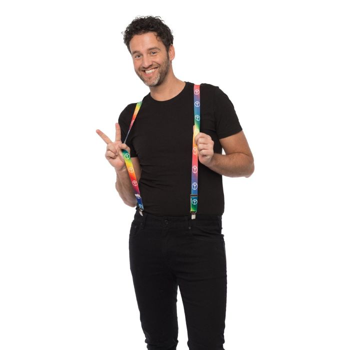 Hängslen i regnbågsfärger med freds- motiv one-size unisex