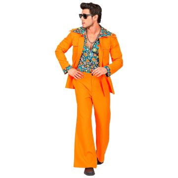 70-tals disco kostym i orange för herrar