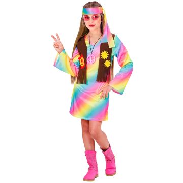 Hippieklänning med väst och pannband för tjejer