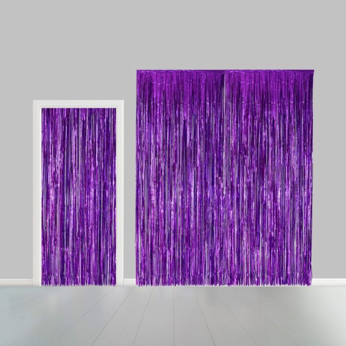 Lila Glittrande Gardin - 100 x 240 cm