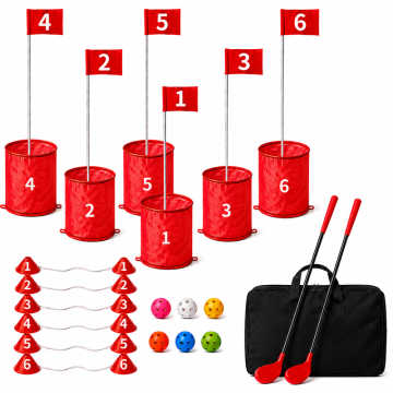 Golfspadar med klubbor & 6-håls golfbana set