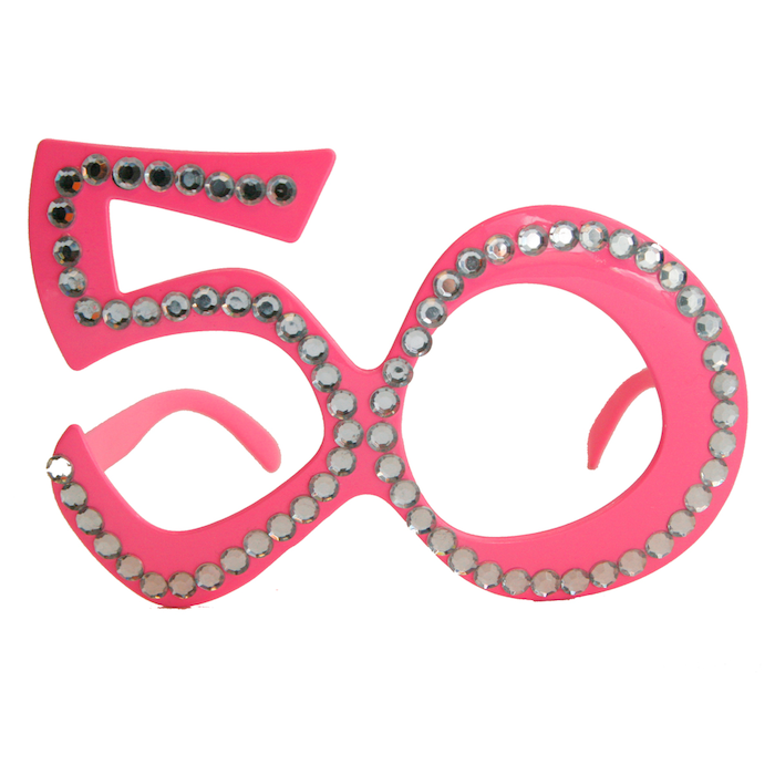 50 års glasögon rosa med diamanter - onesize