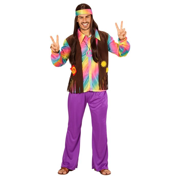 Hippiekostym med väst, byxor och hårband
