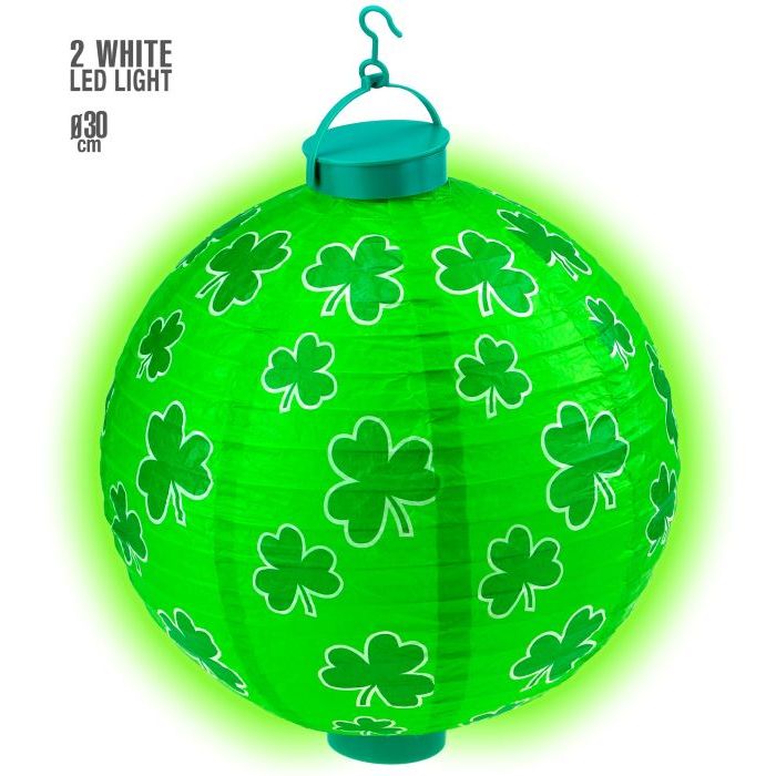 St. Patricks LED-lampa med Klöver - Ø 30 CM