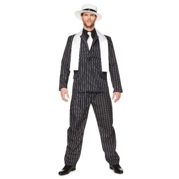 Retro svart gangster boss kostym