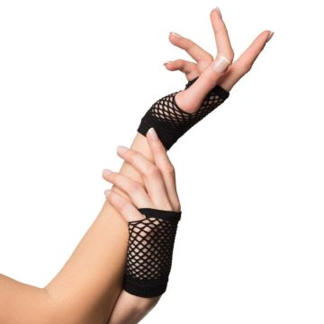 korta fingerlösa nät-handskar one-size för kvinnor svart