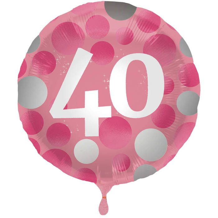 40 Års Folieballong Rosa - 45 cm