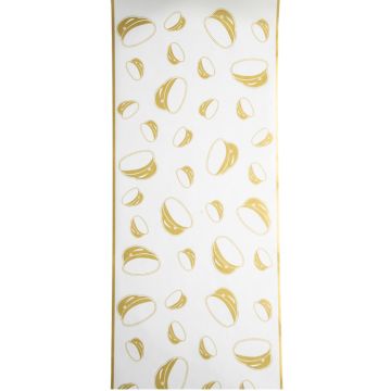 Bordslöpare vit och guld med studentmössa motiv 30 cm x 5 m