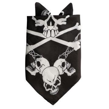 Bandana med skalle svart 52x55 cm
