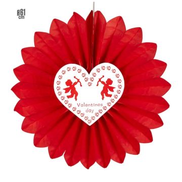 Valentines day röd rosett med hjärta - 61 cm