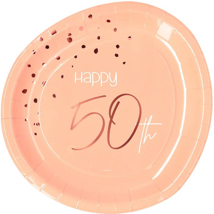 Happy 50th Pappersfat Rosa 8x - 23 cm